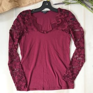 Ambiance lace long sleeve chic top size M